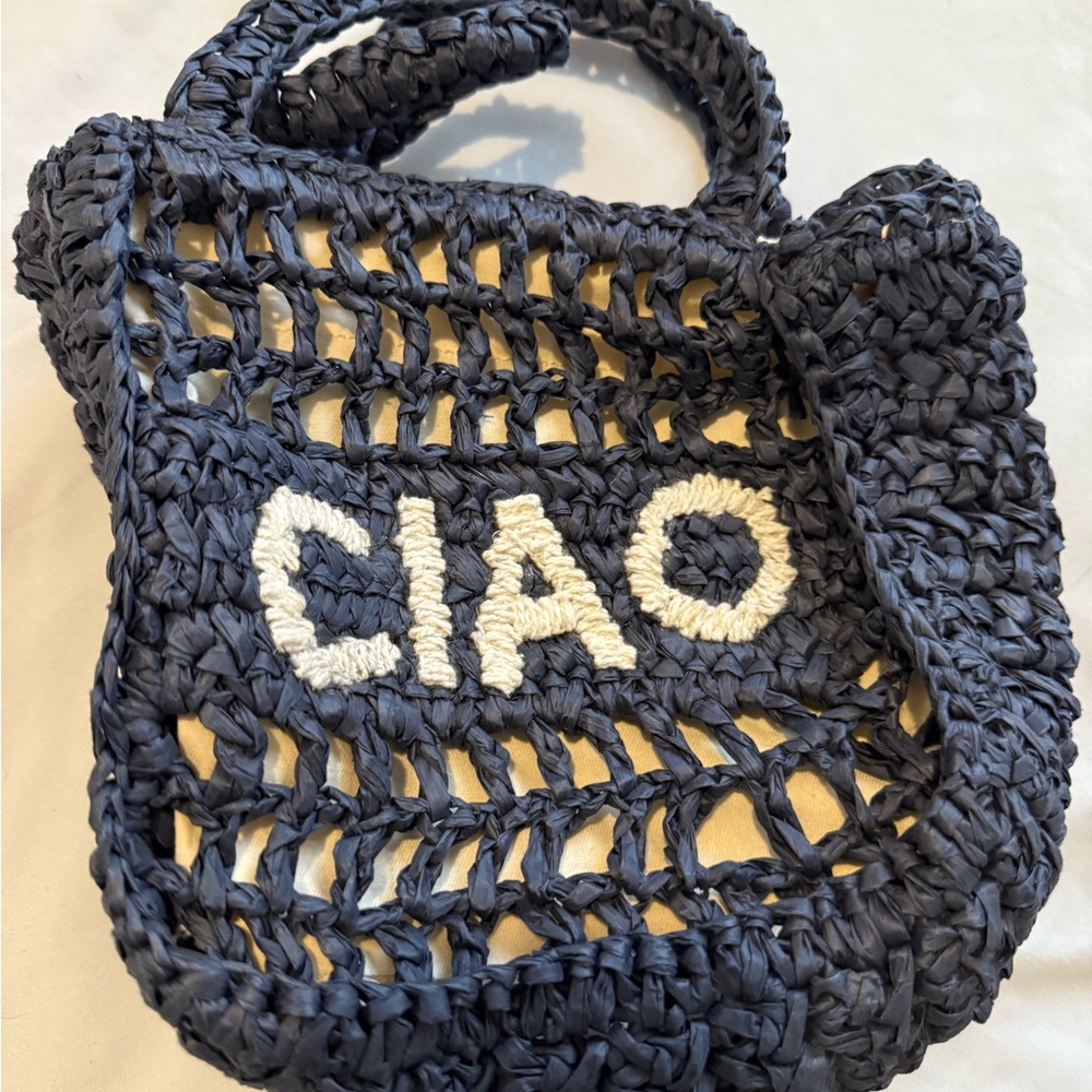 Navy Blue Crochet Tote Bag